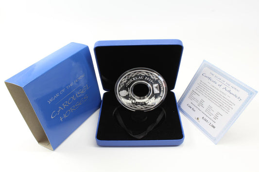 2014 Tokelau Year of the Horse $10 Carousel Horses 2oz Coloured Silver Proof Coin