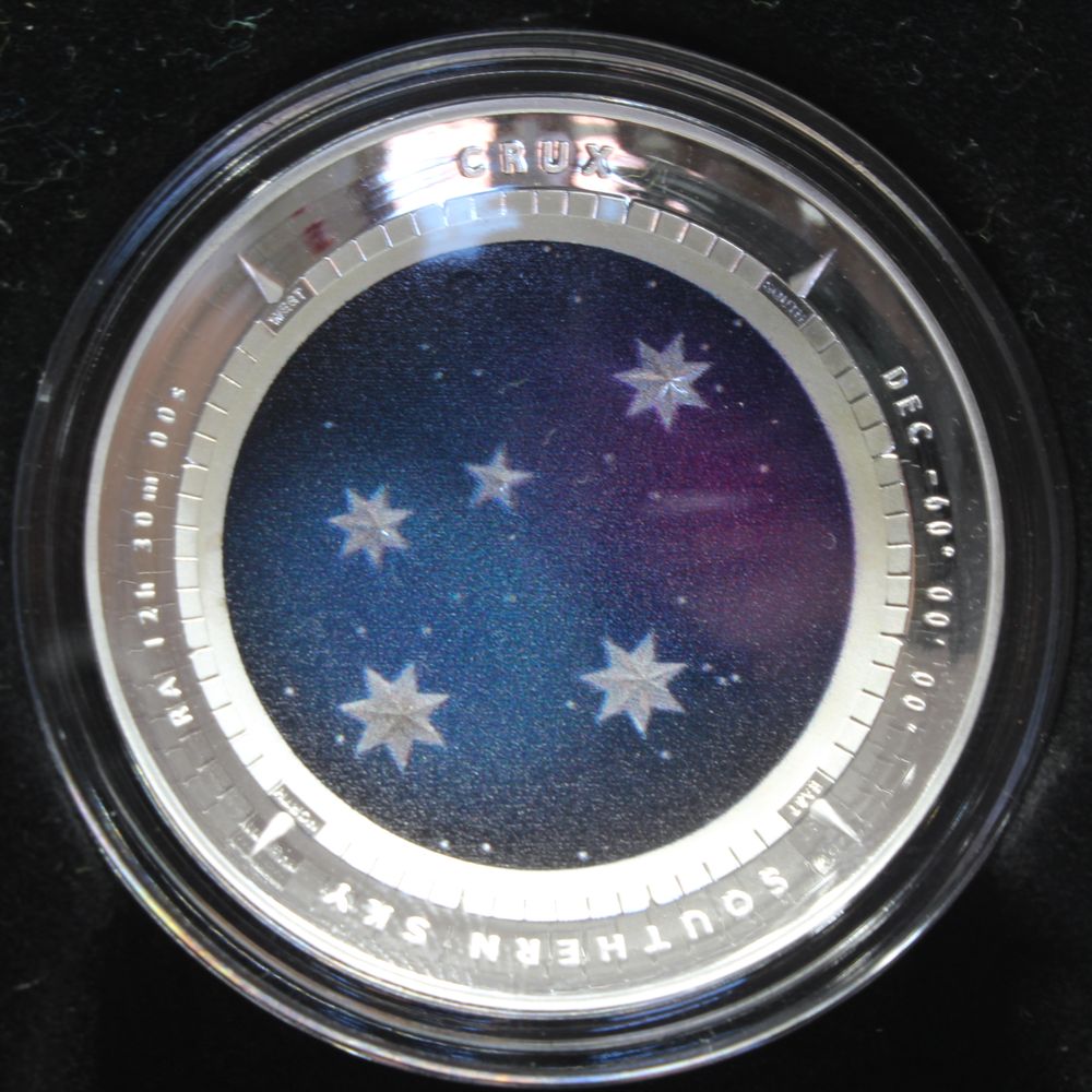 2012 Australia $5 CRUX Southern Sky DOMED 1oz Silver Proof Coloured Coin