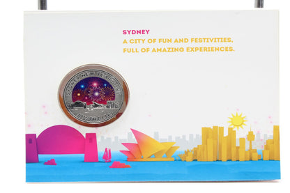 2015 Australia $1 Sydney New Year's EVE Coloured Silver Frosted Coin