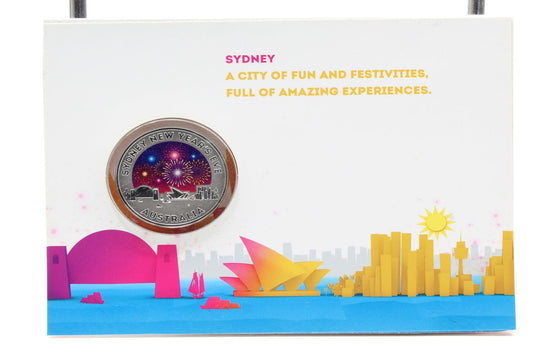2015 Australia $1 Sydney New Year's EVE Coloured Silver Frosted Coin
