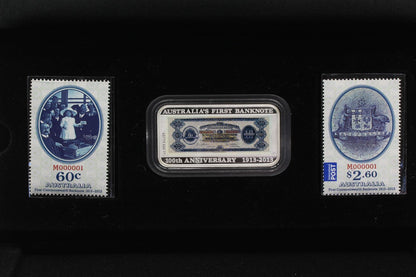2013 Australia 100Th Anniversary First Banknote 1 Oz Silver Proof Coin & Stamp