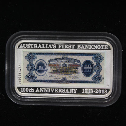 2013 Australia 100Th Anniversary First Banknote 1 Oz Silver Proof Coin & Stamp