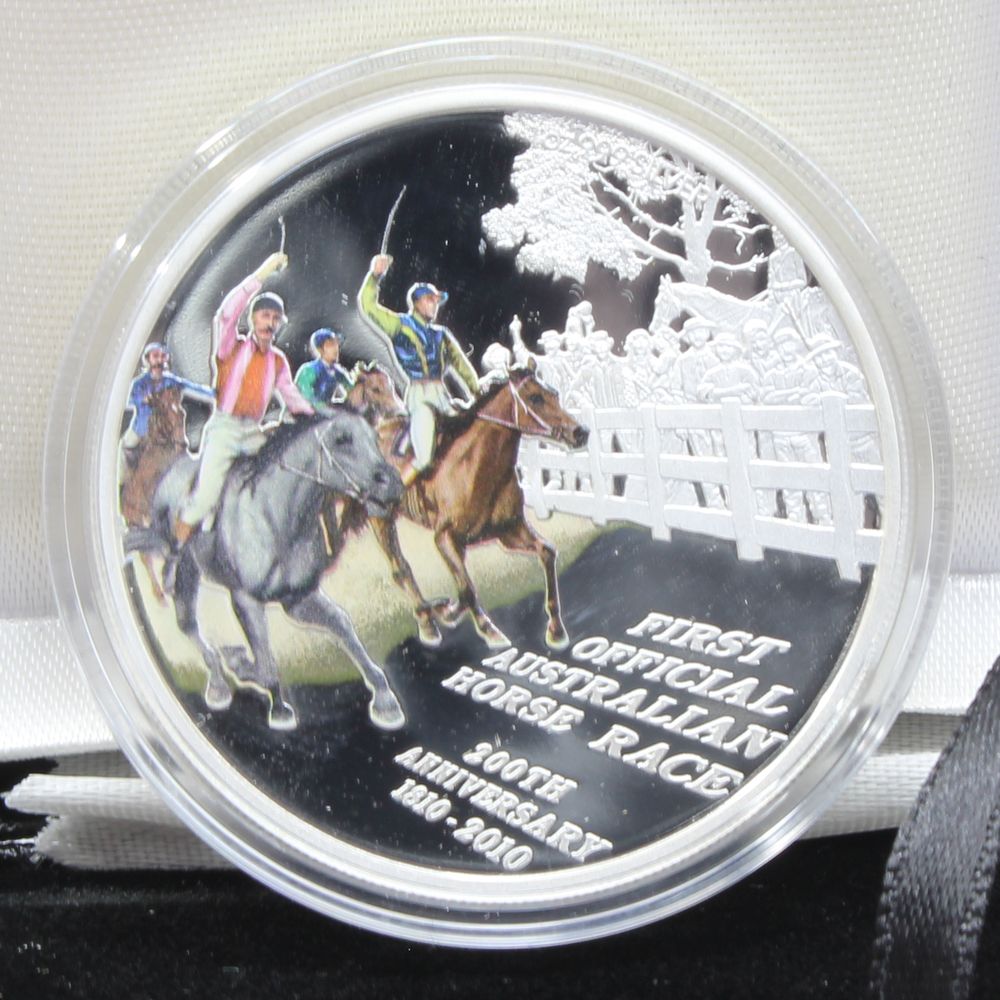 2010 Tuvalu $1 First Official Australian Horse Race 1oz Silver Proof Coin