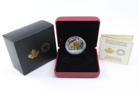2015 Canada $20 Venetian Glass Turtle Broadleaf Arrowhead Flower 1oz Silver Coin