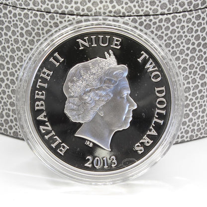 2013 Niue 1Oz Proof Silver $2 Coin Hammer Head Shark New Zealand Mint
