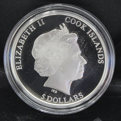 2014 Cook Islands $5 World of Parrots: Crimson Rosella Silver 3D Coin
