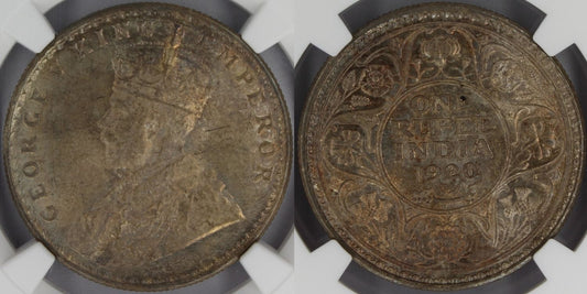 1920 (C) India Silver Rupee Coin NGC MS64