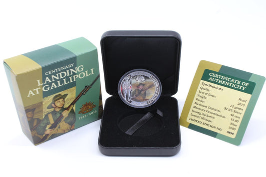 NIUE $5 Dollars 2015 Silver Proof 'Centenary - Gallipoli Landing' Lenticular 3D