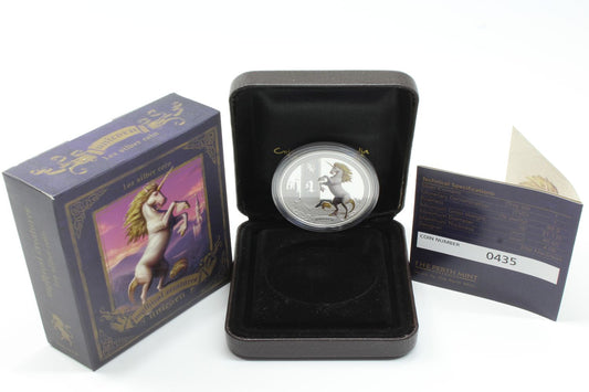 2013 Mythical Creatures Unicorn $1Tuvalu 1oz Silver Proof Coin
