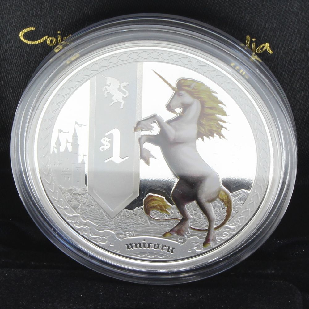 2013 Mythical Creatures Unicorn $1Tuvalu 1oz Silver Proof Coin