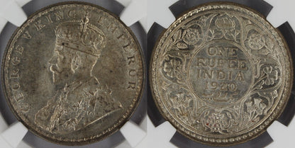 1920 (C) India Silver Rupee Coin NGC MS64