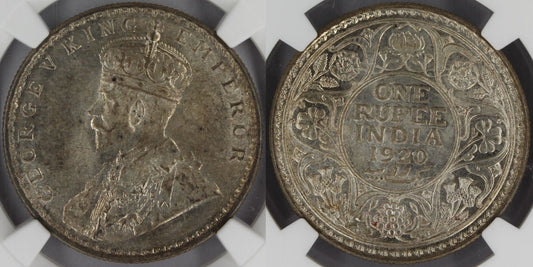 1920 (C) India Silver Rupee Coin NGC MS64