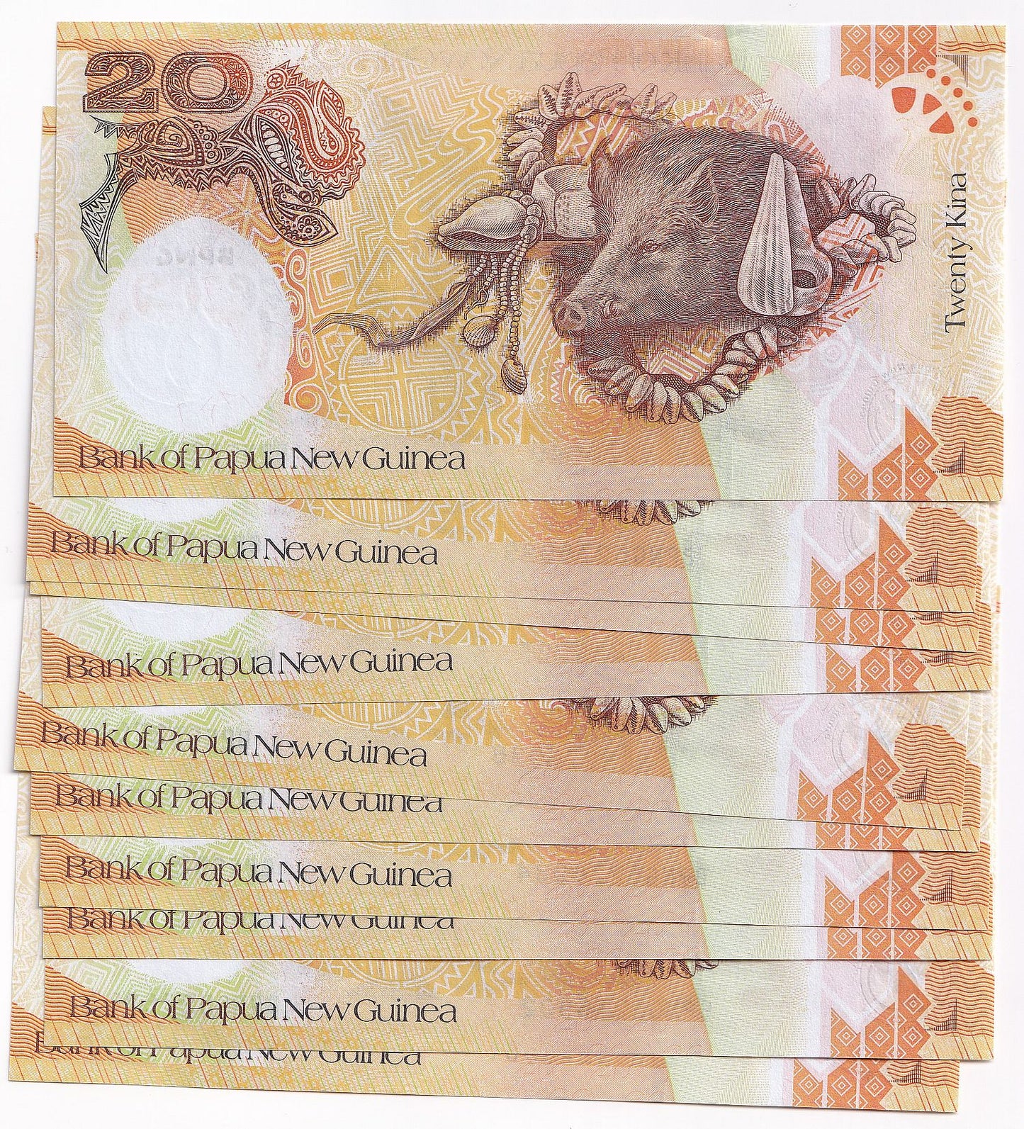 2008 Papua New Guinea 20 Kina P36a-UNC x 10 Pieces