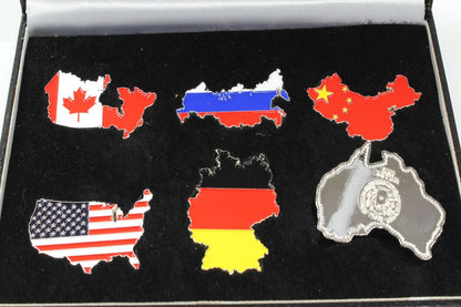 2013 $1 Somalia Great Nations of the World Six Map Shaped silver plate + enamel
