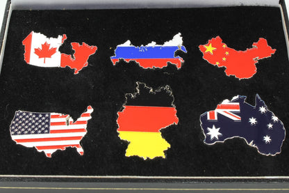 2013 $1 Somalia Great Nations of the World Six Map Shaped silver plate + enamel