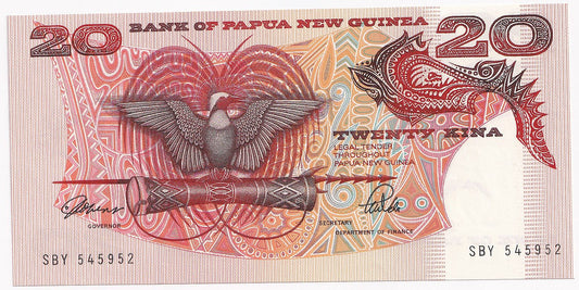 1989 Papua New Guinea 20 Kina P10a-UNC