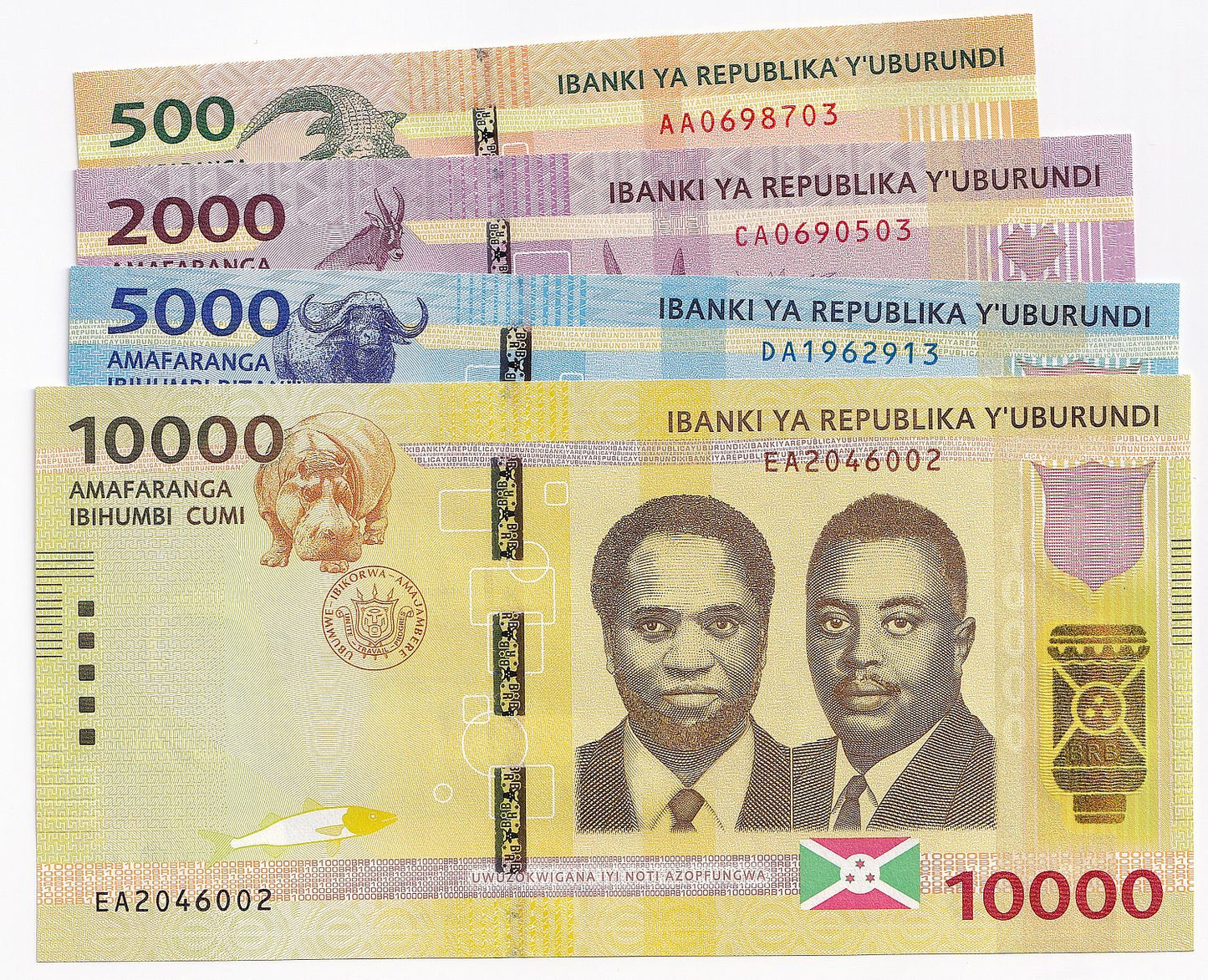 2015 Burundi 10000, 5000, 2000, 1000 Francs Note-UNC