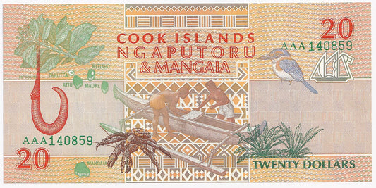 1992 Cook Islands $20 Note P9A-UNC