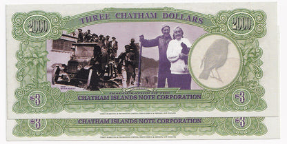 2000 Chatham Islands $3 Fantasy Note-UNC x 2