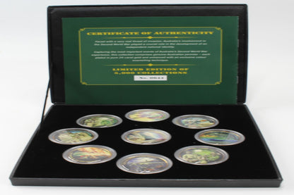 World War II Coins of Conflict 24k Gold Plated Enamel Penny 9 Coin Collection