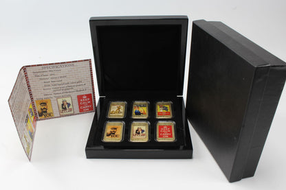 Tristan da Cunha 2014 One Crown War Poster Propaganda Gold Plated Bu Set