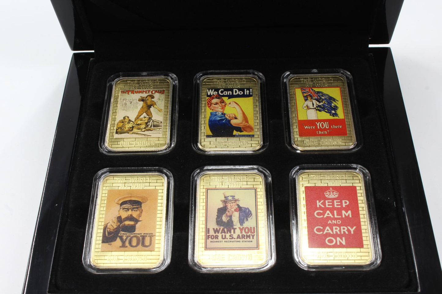 Tristan da Cunha 2014 One Crown War Poster Propaganda Gold Plated Bu Set