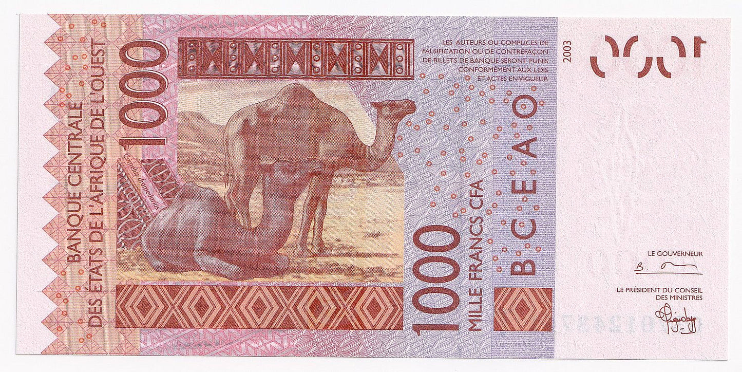 2003 West Africa States 1000 Francs Note P315T-UNC
