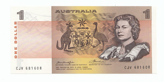 1976 Australia Knight Wheeler SIDE THREAD $1 Note UNC