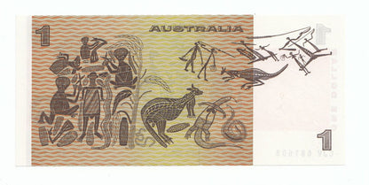 1976 Australia Knight Wheeler SIDE THREAD $1 Note UNC