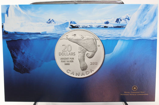 2012 Canada Polar Bear $20 Silver Coin Sealed Inside Pack