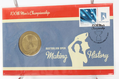 2012 Australia Tennis 100th Men's Championship Stamp & $5 Coin Cover