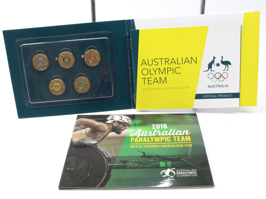 2016 Rio Olympic Team $2 Coloured 5 Coin Collection + 1 Paralympic Games $2 Coin