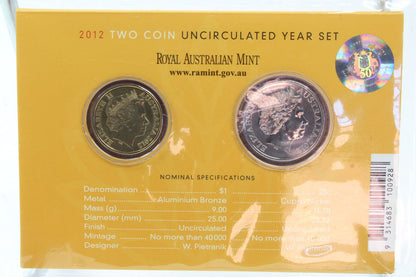 2012 Australian Wheat Fields of Gold Two Coin UNC $1 & 20c Year Set
