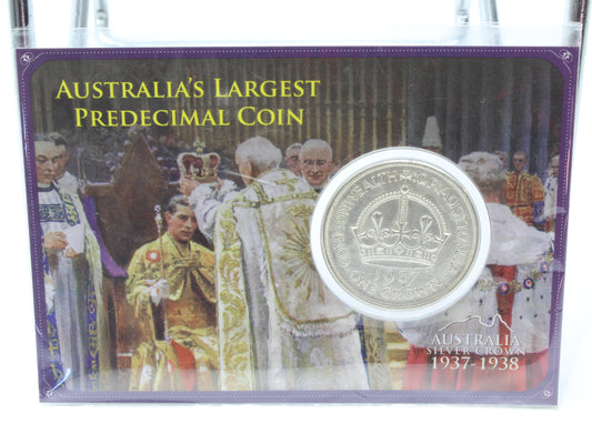 1937 Australia King George VI Silver Crown VF On Card