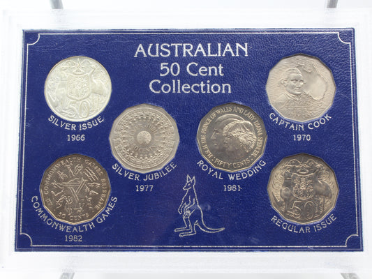 Australia 50 Cent Commemorative Collection 6 Coin Inc 1966 SiLVER Nice Condition