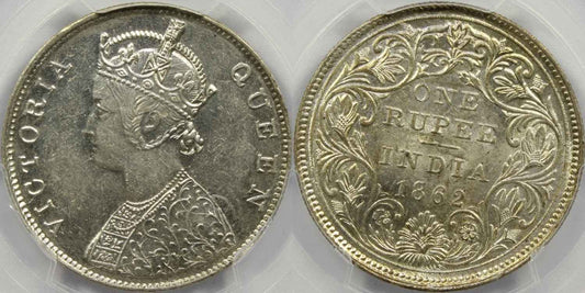 1862 C or B British India Rupee Coin PCGS MS61