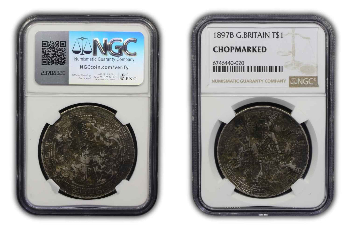 1897 B Great Britain Silver Trade Dollar Coin NGC Chopmarked
