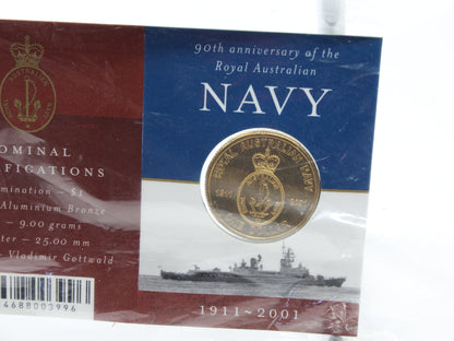 2001 $1 UNC - Anniversary of the Australian 'Army, Navy and Air Force' Set of 3