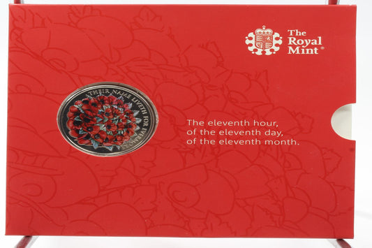 2016 United Kingdom 5 Pounds Remembrance Day Coin On Card