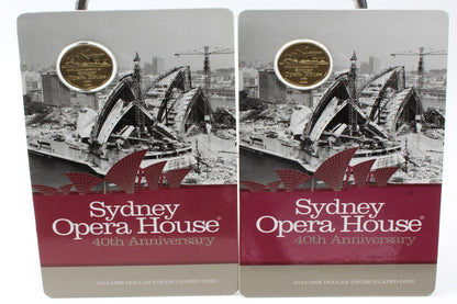 2013 Sydney Opera House $1 Uncirculated Coin On Card X2