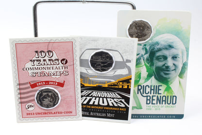 2013 & 2017 Australia 50 Cents Uncirculated Coin On Card X3