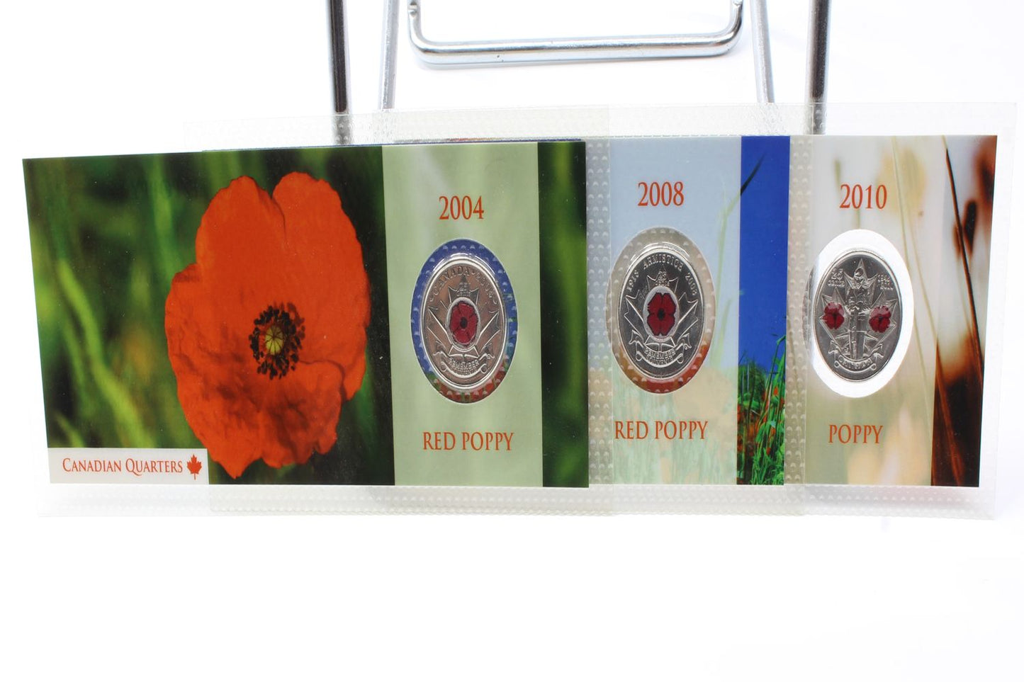 2004 2008 2010 Canada 25 Cents Red Poppy Coin