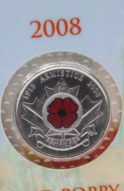 2004 2008 2010 Canada 25 Cents Red Poppy Coin
