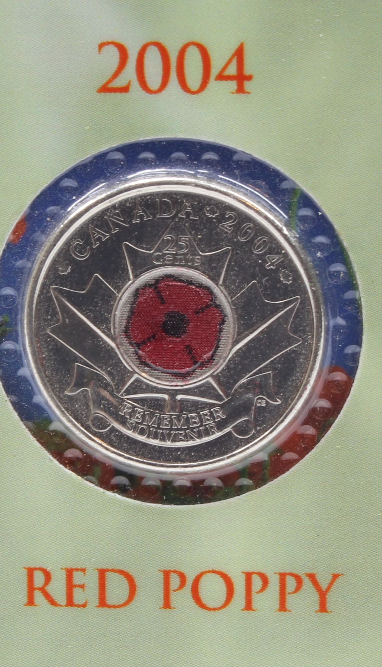2004 2008 2010 Canada 25 Cents Red Poppy Coin