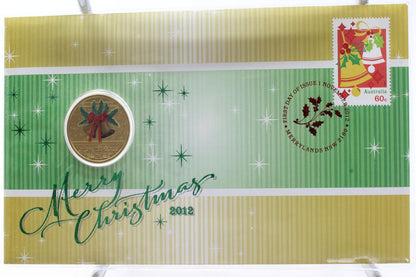 2011 & 2012 Australia Merry Christmas $1 Uncirculated Coloured Coin On Card