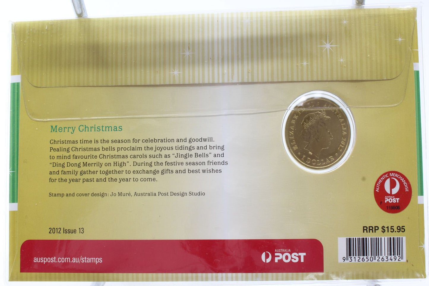 2011 & 2012 Australia Merry Christmas $1 Uncirculated Coloured Coin On Card