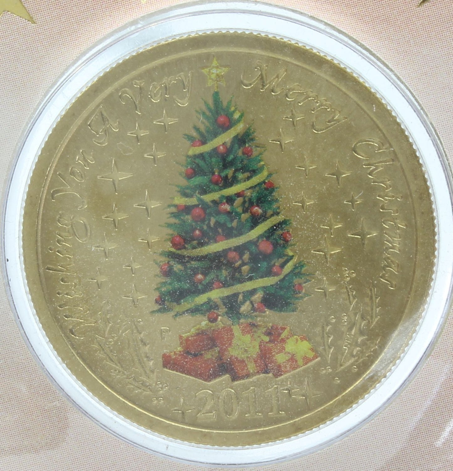 2011 & 2012 Australia Merry Christmas $1 Uncirculated Coloured Coin On Card