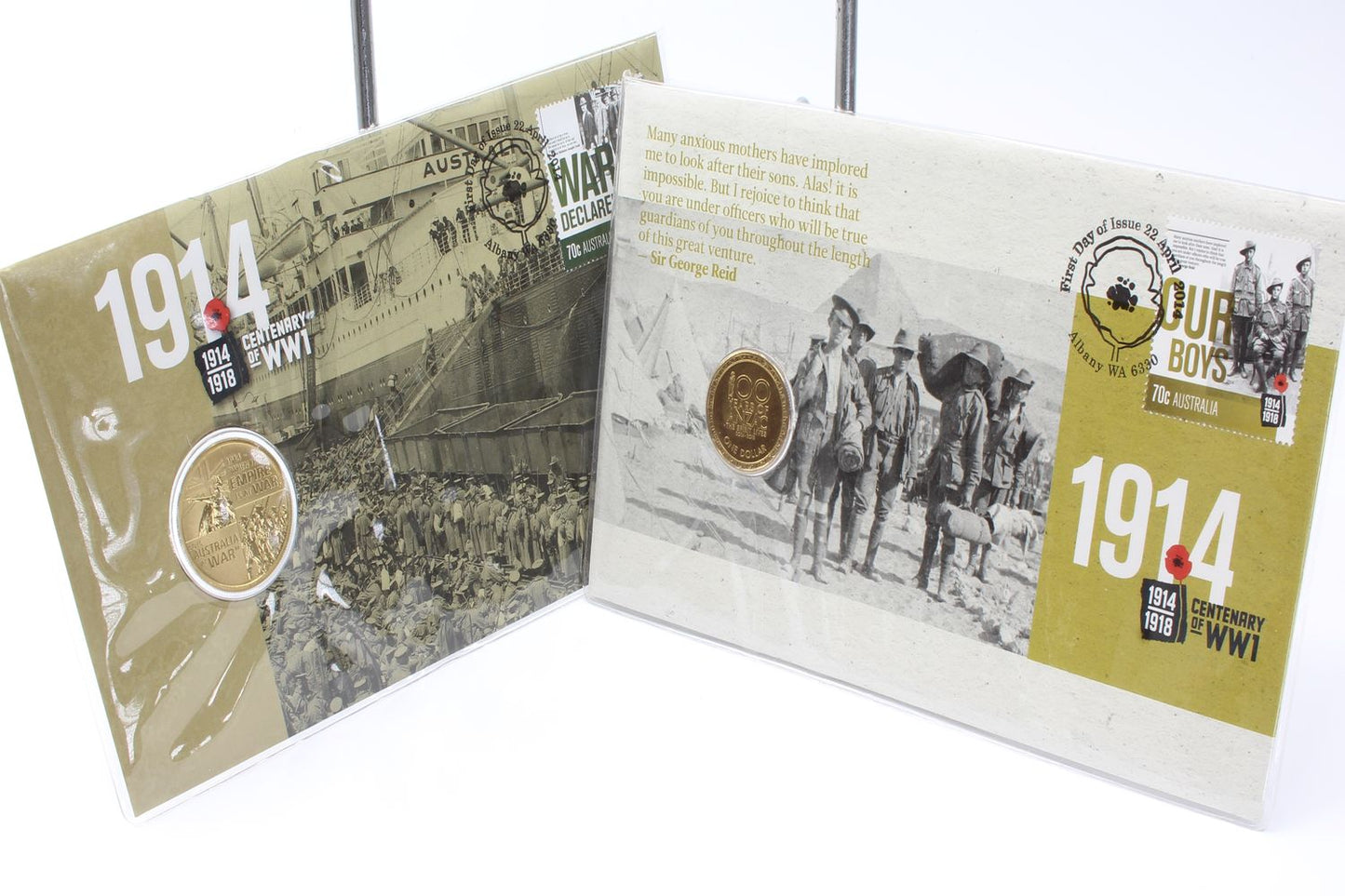 2014 Australia $1 Centenary of WW1 & Our Boys Uncirculated Coin On Card