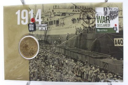 2014 Australia $1 Centenary of WW1 & Our Boys Uncirculated Coin On Card