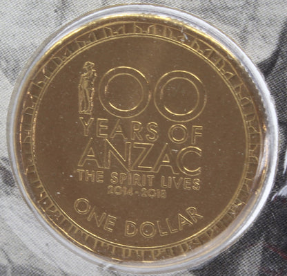2014 Australia $1 Centenary of WW1 & Our Boys Uncirculated Coin On Card